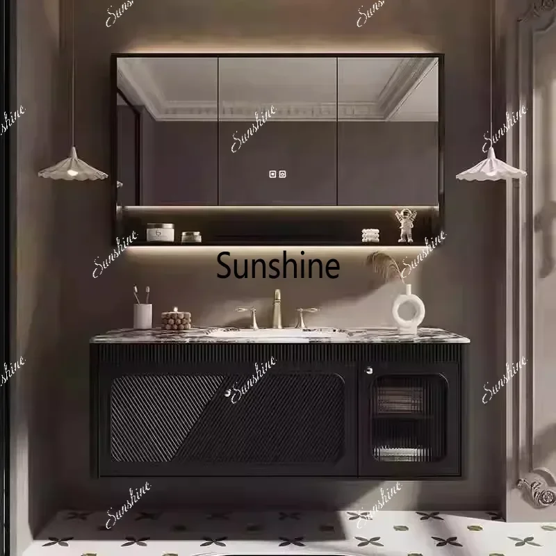 YYLuxury Light Bathroom Vanity Unit Drawer Organizer with Standing Mirror Wall Shelves Sink Design Mobile Bagno Furniture
