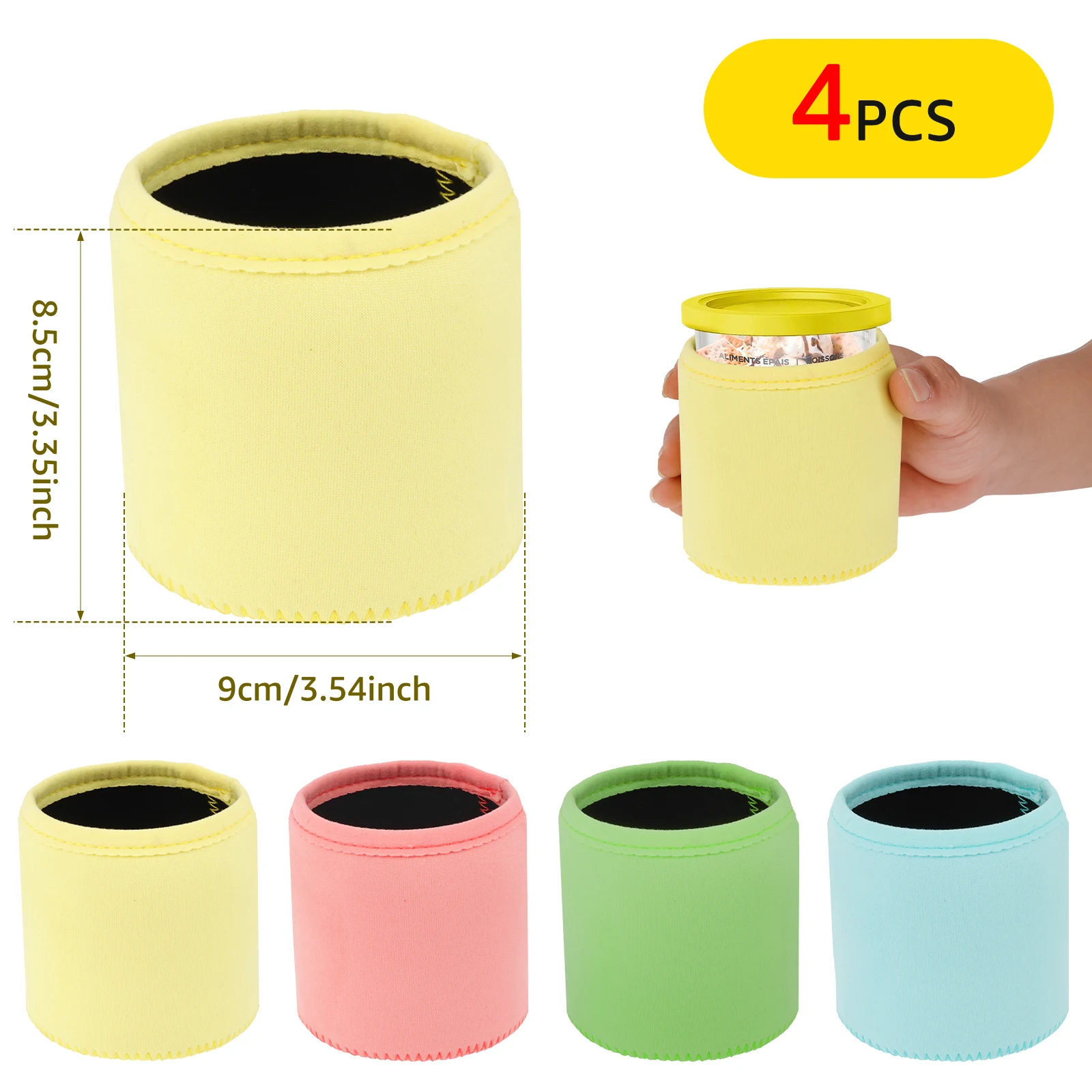 4 Pcs IInsulated Ice Cream Sleeve Cream Containers 4/8Pcs Ice Cream Sleeve Compatible Series Containers Washable Cloth Cover