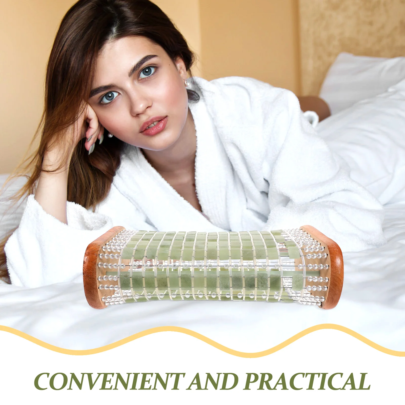 

Jade Sleeping Pillow with Wood Frame - Reusable Cooling Bed Pillow for Hot Nights - Ideal Comfortable Gift for Parents Friends