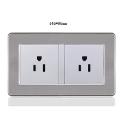 146 Type Stainless Steel Panel 15A Wall Electrical Sockets American Standard US Outlet Three-hole