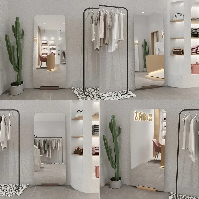 For Nordic Borderless Full Body Mirror Explosion Proof Floor to Ceiling Dressing Mirror for Clothing Store Home Decor Ins