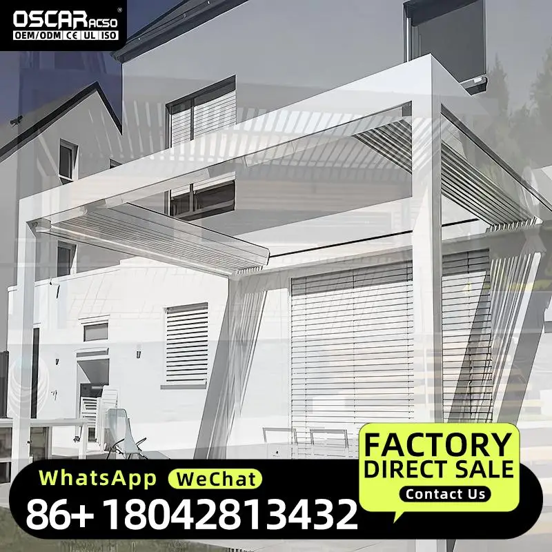Outdoor Bioclimatic 3*3m Aluminum  with Powder Coated Frame Nature Pressure Treated Wood for Garden Patio Backyard Pergola