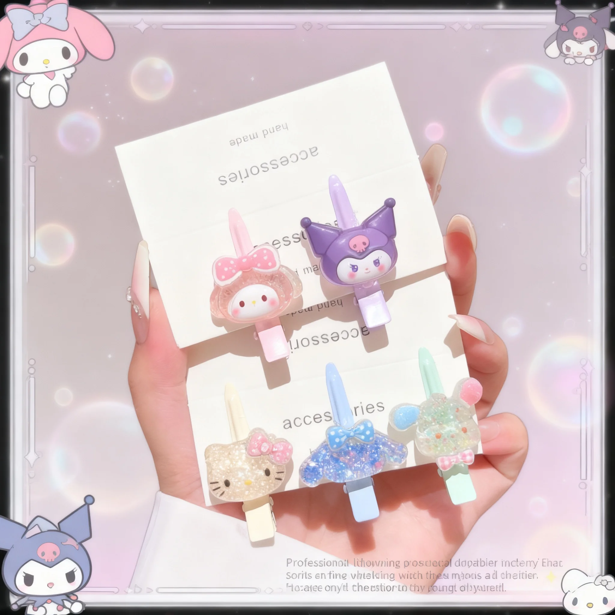 Cute Sanrio Cartoon Duckbill Clip Mini Baby Hair Clip Clear Ice Sparkle Sweet Girl Trendy Hot Sale Hair Accessory No Damage