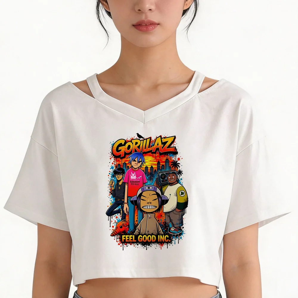 Gorillaz crop top teen baddie gothic vintage japan shirt clearance sales korean fashion jojifuku dollette