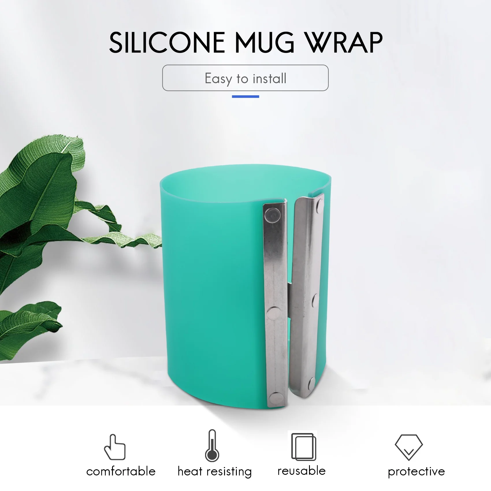 B50C 4Pcs Silicone Mug Wrap For Sublimation Mugs 11OZ Mug Wraps For Sublimation In Oven 3D Silicone Mug Wrap Sublimation