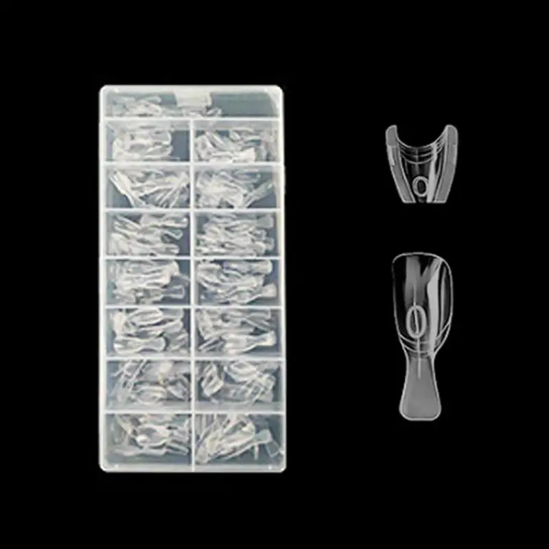 Sandwich Dual Nail Forms Nail Extension 240Pcs Top & Bottom Full Cover Tips Short Ellipse Square Shapes Nail Art Manicure Tool