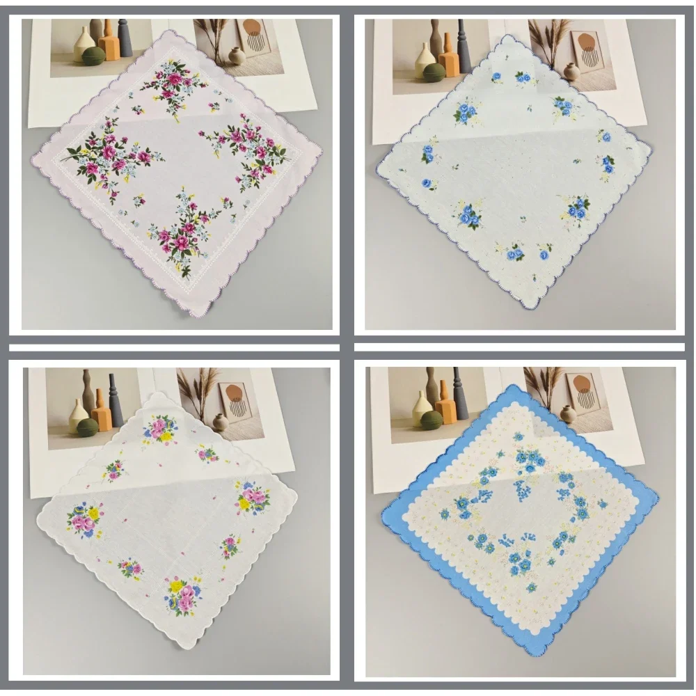 رقيقة يشعر 11.6 بوصة/29.5 سنتيمتر القطن هلال المرأة المطبوعة منديل الرجعية 7 قطعة بدلة أسبوع واحد