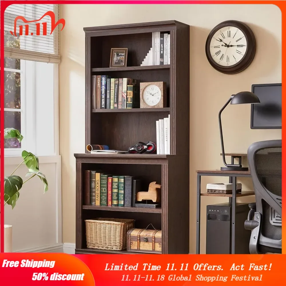 Multi-Depth Bookshelves and Bookcase Floor Standing 5 Tier Display Shelves Organizer and Storage