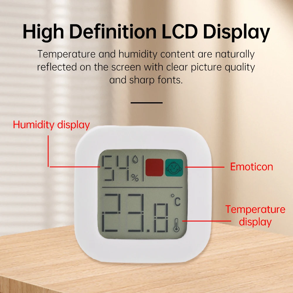 LCD Digital Electronic Temperature And Humidity Meter -50~70 ℃ 10%~99%RH Temperature Humidity Tester for  Indoor Outdoor Use