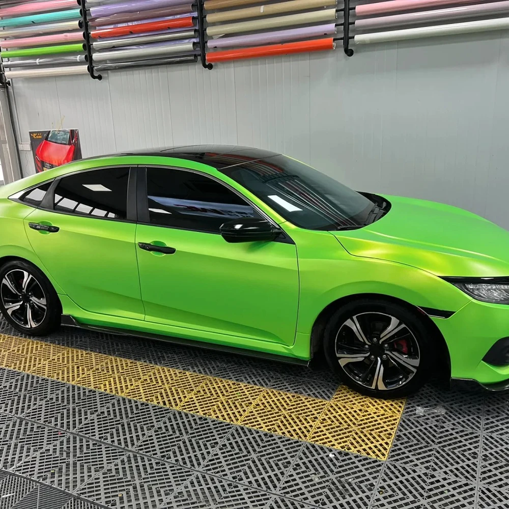 Car Vinyl Wrap Film Extinction Silver Green for Cars Motorcycles Auto Full Body Decal Bubble Free DIY Sticker Tuning Accessories