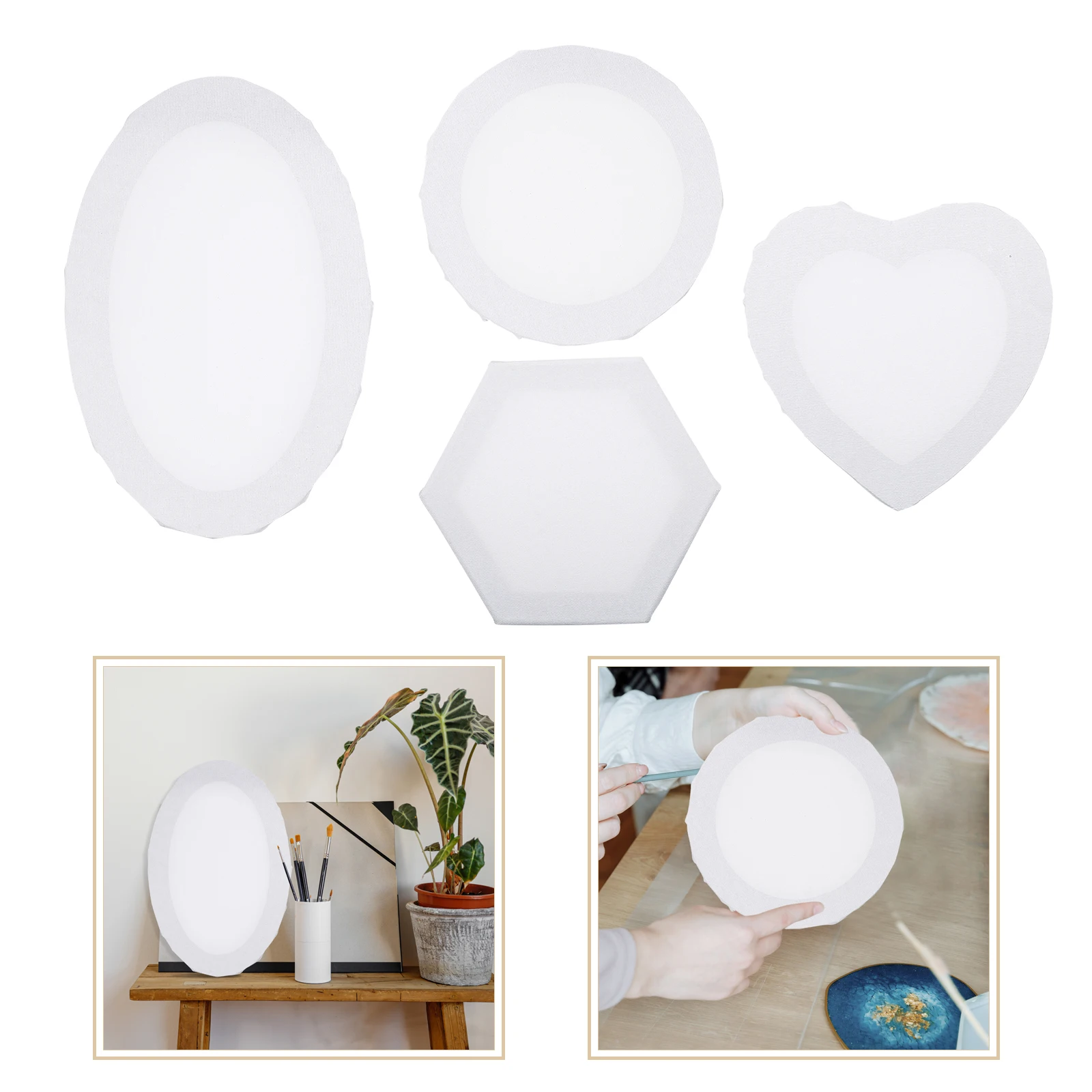 

4 Pcs Round Oil Picture Frame Set Frames 8x10 Canvas Wooden Household Painting Portable Tools