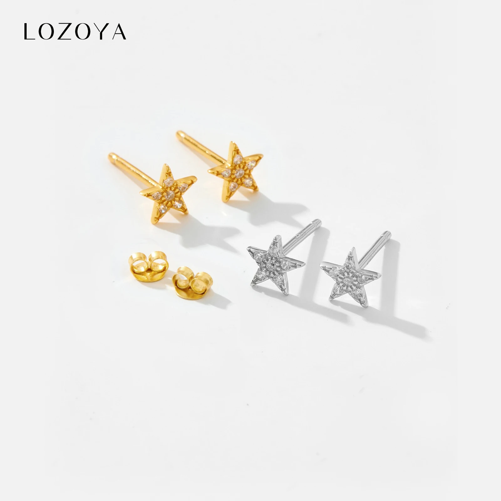 LOZOYA 925 Sterling Silver CZ Black Zircon Star Stud Earring Women Daily Casual Fine Fashion Birthday Gift Party 2026 Jewelry