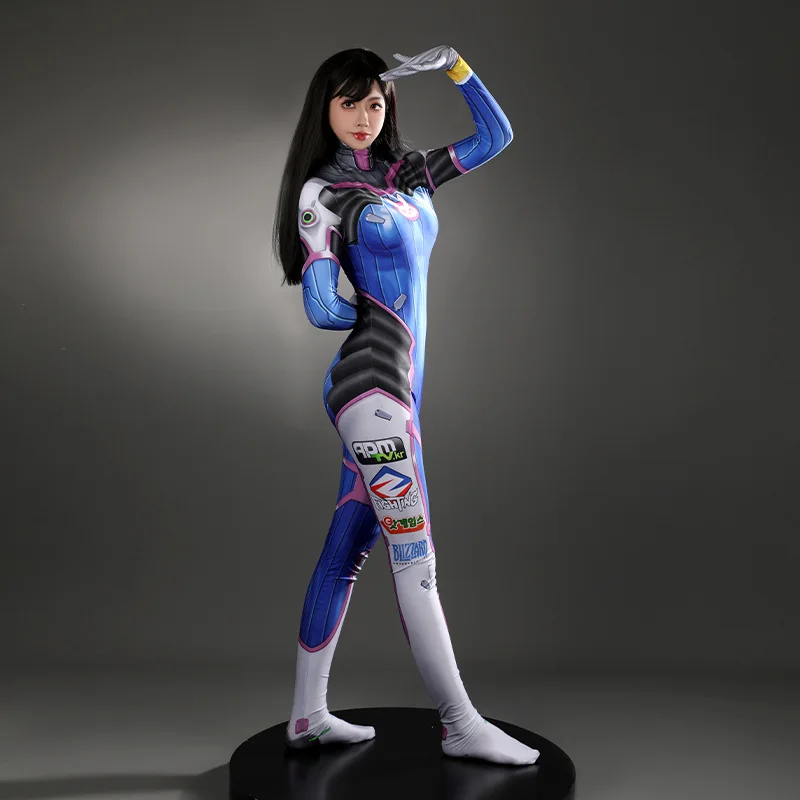 Women Dva Cosplay Complete Outfit Shooting‑Game Character Mecha‑Style Battle Bodysuit for Anime Convention Role‑Play Activity