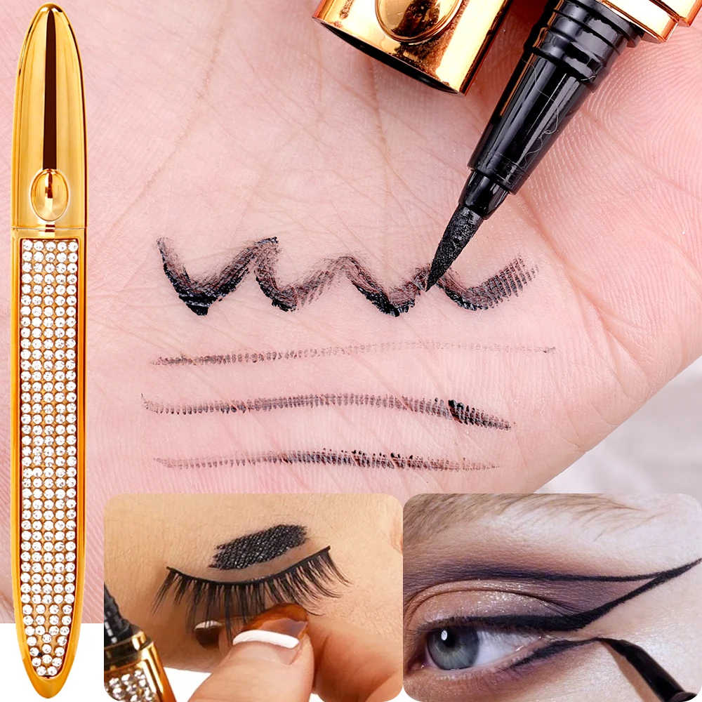 Samoprzylepny eyeliner 2 w 1, długotrwały, bez kleju, niemagnetyczny, szybkoschnący, przyklejany eyeliner w pisaku