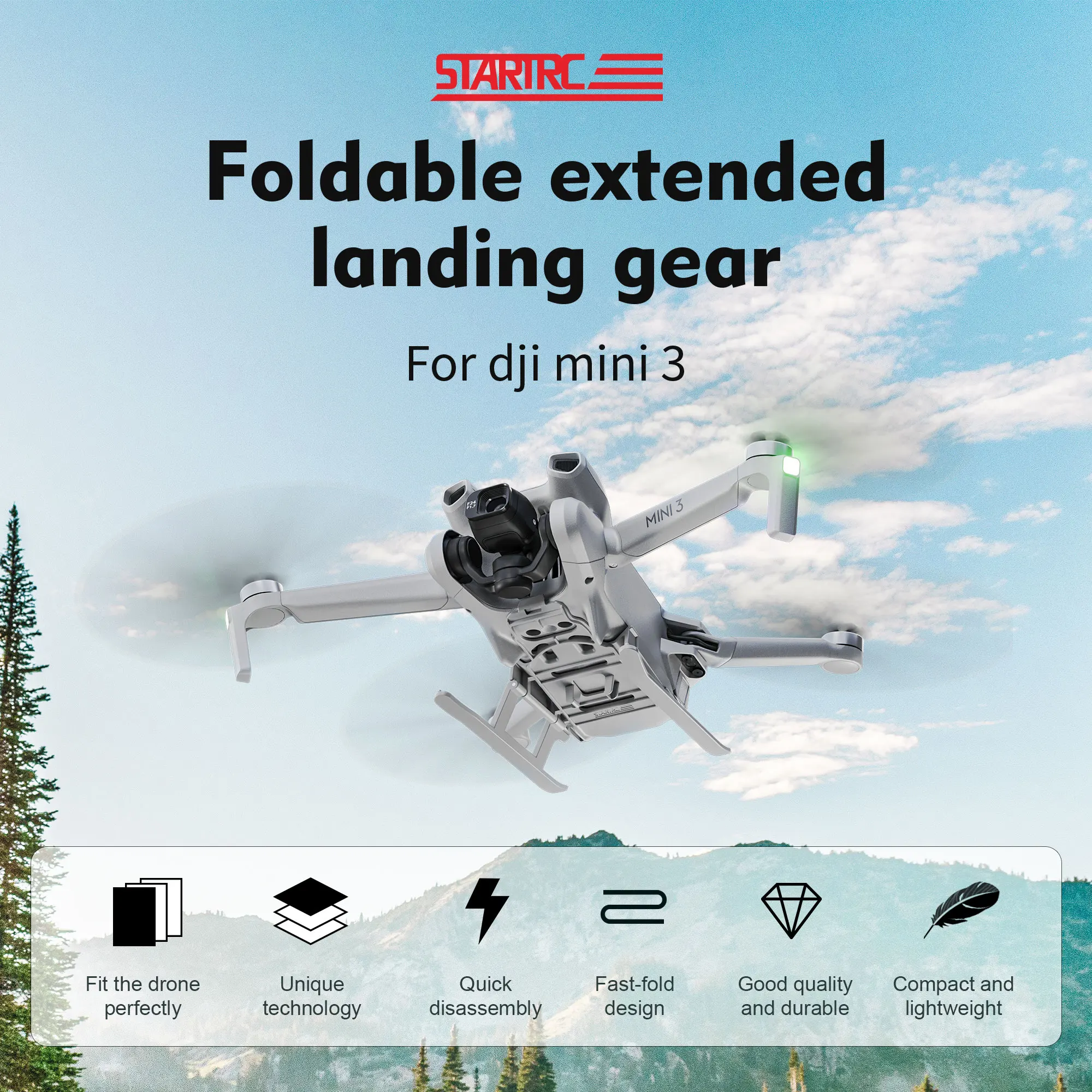 Foladable Landing Gear for DJI Mini 3 Drone Accessories Tripod Legs for Mavic Mini 3