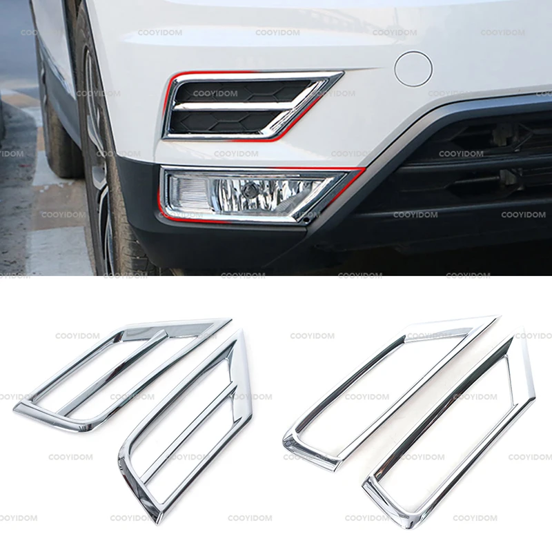 

Car Front Bumper Grille Fog Light Cover Trim Fog Lamp Chrome Styling Decoration For Volkswagen VW Tiguan 2017 2018 2019