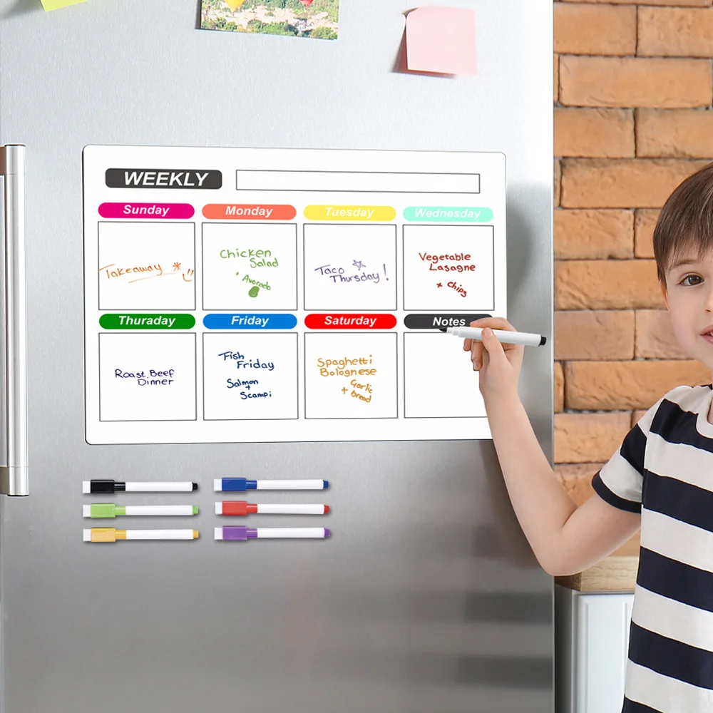 Erasable magnetic refrigerator stickers removable weekly and monthly planner note-taking message board schedule PVC whiteboard s