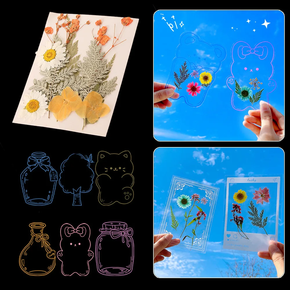 

2set DIY Transparent Bookmark Sleeves, Plant Specimen Bookmark Protective Covers, Clear Outer Shell for Dried Flower Craft
