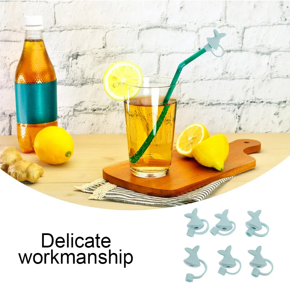 

2pcs Silicone Straw Plug Tips Covers Dolphin Tail Anti Dust Airtight Seal for 6 8mm Straws Outdoor Kitchen Bar Accessories