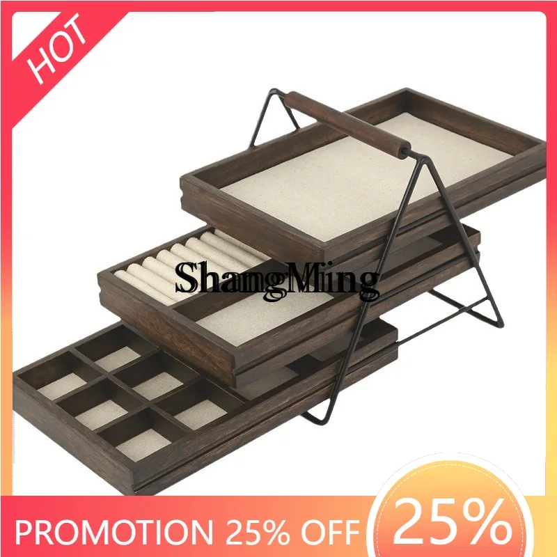 

ZYY exquisite Chinese antique jewelry solid wood storage box, high-end exquisite earrings, necklaces, hand jewelry display box.