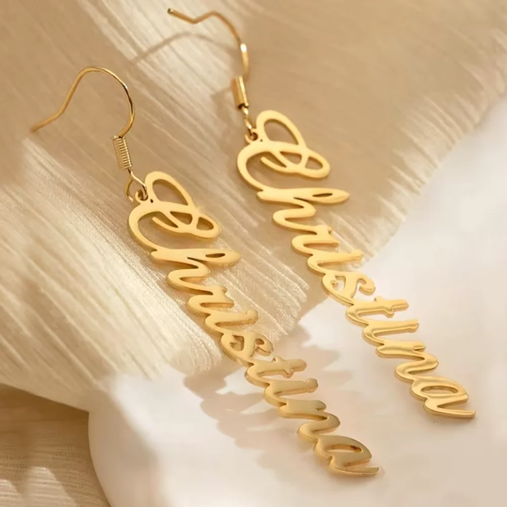 

Personalized Stainless Steel Ear Hooks Trendy Versatile AccessoryHypoallergenic RustproofAnti-Tarnish, Engravable Name Initials