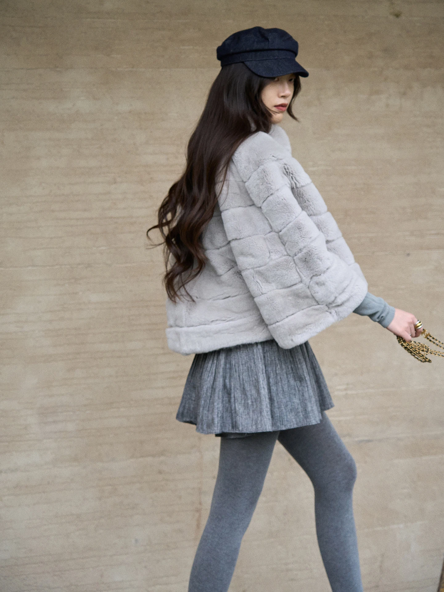 Ele Batwing Sve Cuirass Bovenkleding Bont van hele huiden Konijnenbont TextureSi Ins Sle Jeugdige en verfijnde jas