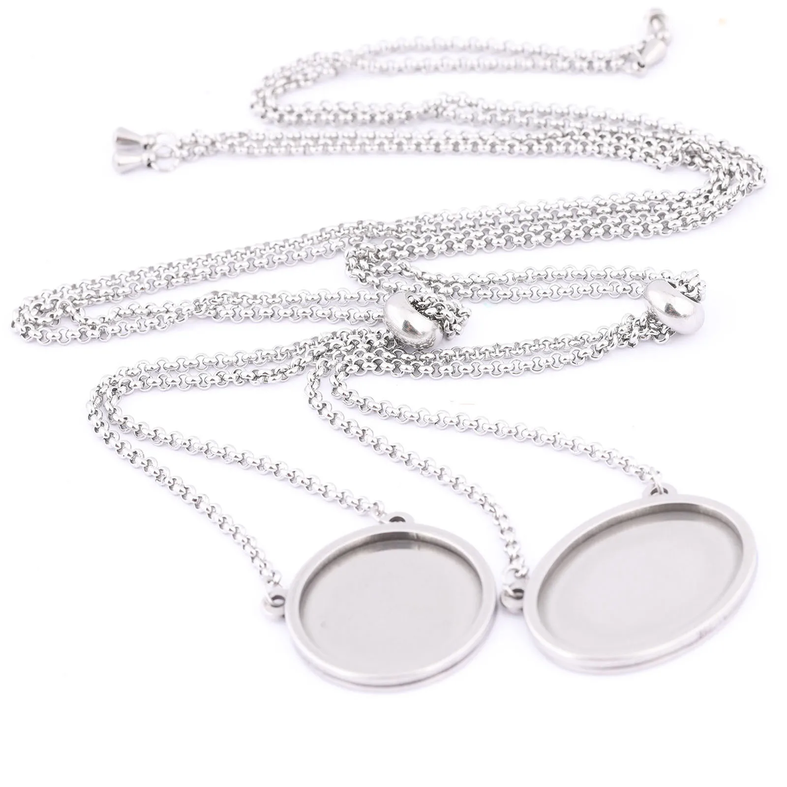 2pcs Stainless Steel 16mm 20mm 18x25mm Oval Cabochon Pendant Base Settings Diy Chain Necklace Bezel Blanks For Jewelry Making