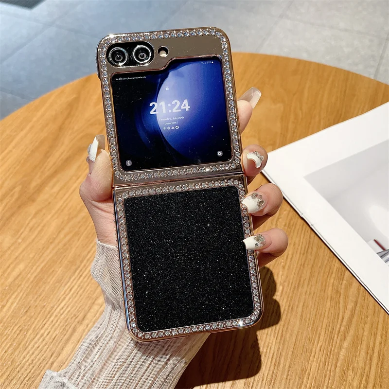 

Anti-Fingerprint Anti-Slip & Anti-Oil Shockproof PC Leather Plated Phone Case for Samsung Z Flip 7 FE 6 5
