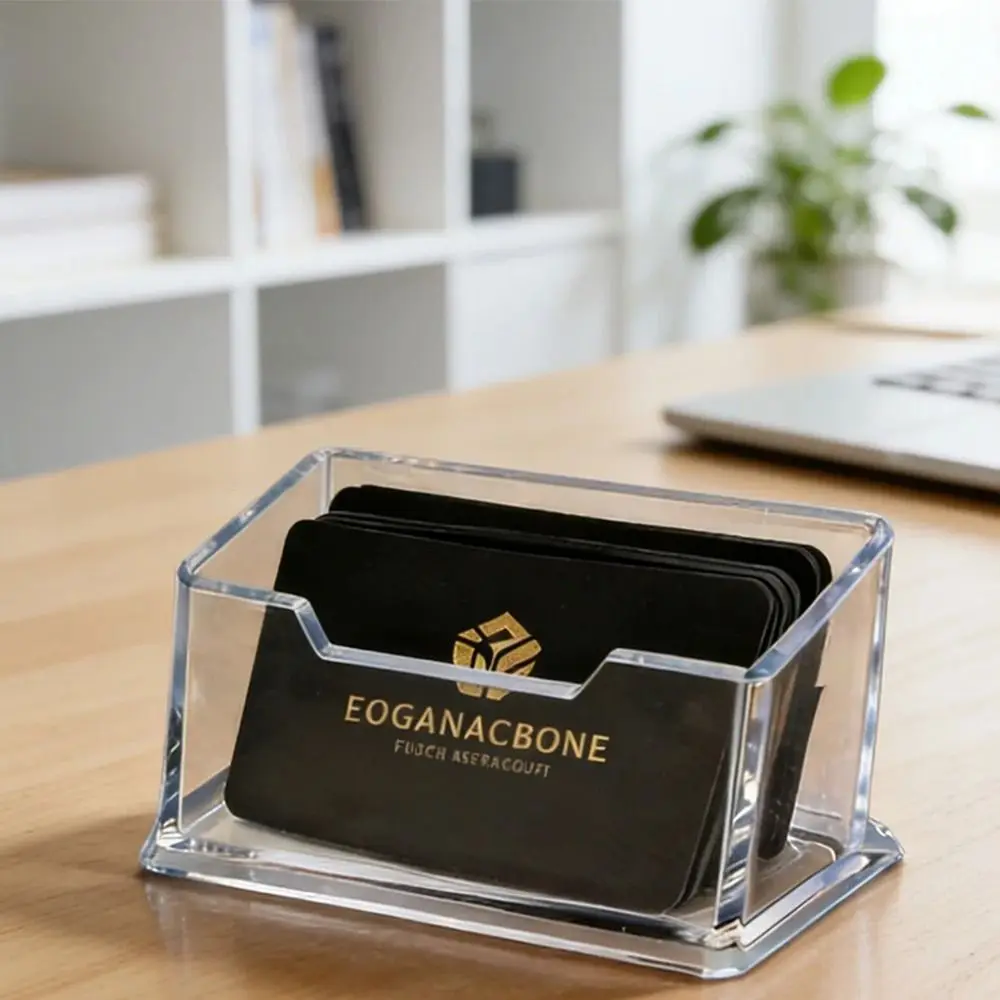 

Durable Clear Acrylic Business Card Holder Thickened Single Layer Card Display Box Business Cards Organizer Hotel Desktop