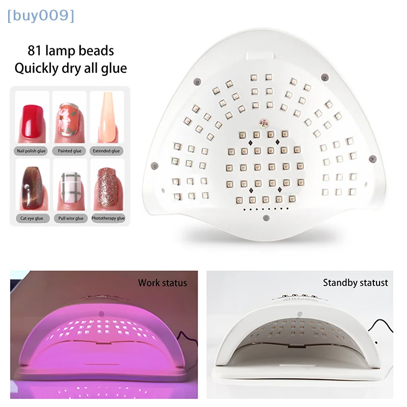 【ซื้อ 009】โคมไฟเล็บ LED UV 380W, เครื่องเป่าเล็บมืออาชีพเจลขัดเงาพร้อมลูกปัด 81 ลูก, ไฟเล็บ UV พร้อมการตั้งค่าตัวจับเวลา 4 ตัว