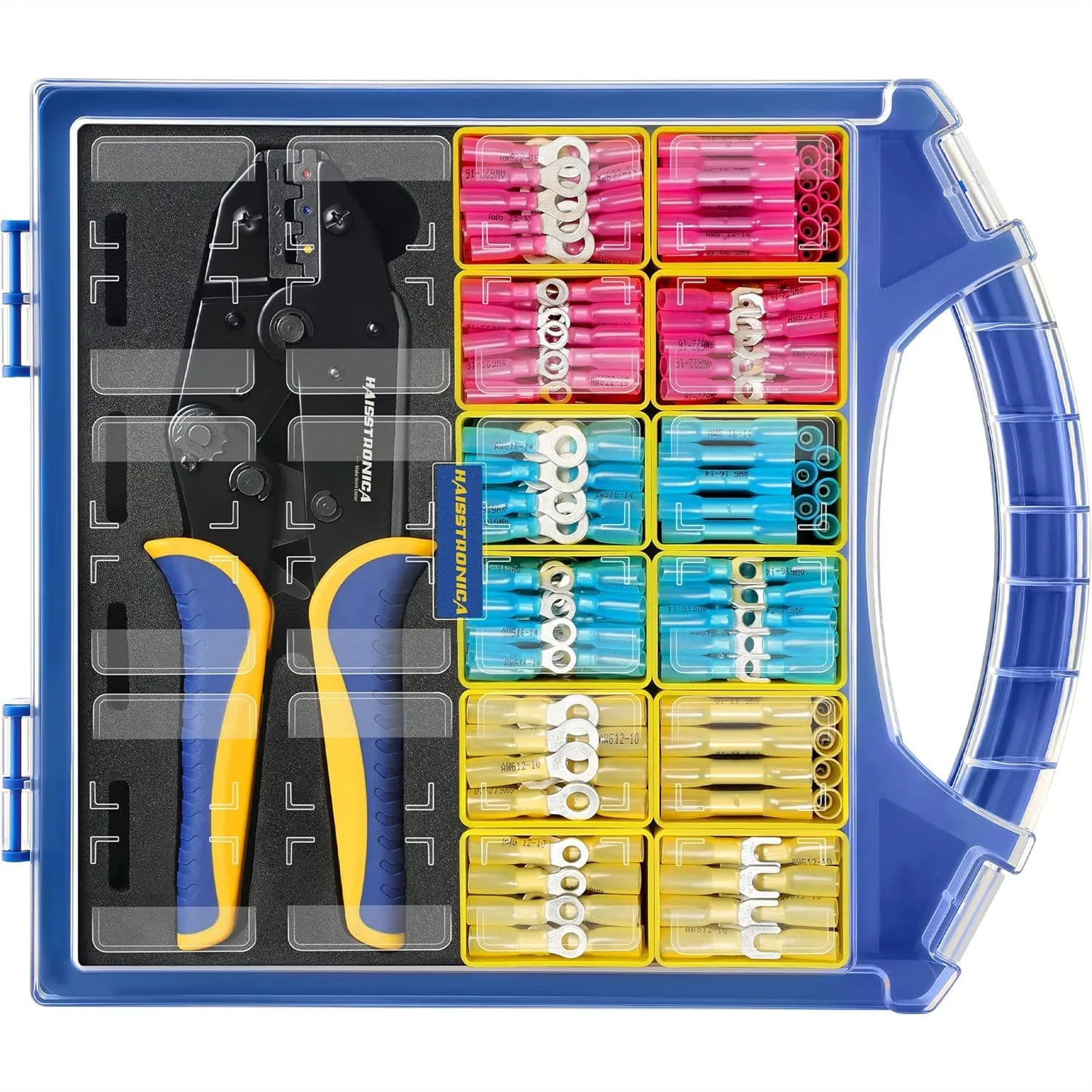 

380PCS Marine Grade Heat Shrink Wire Connectors Set, 22-10 AWG Electrical Wire Terminals Kit with Crimping Tool and Organizer