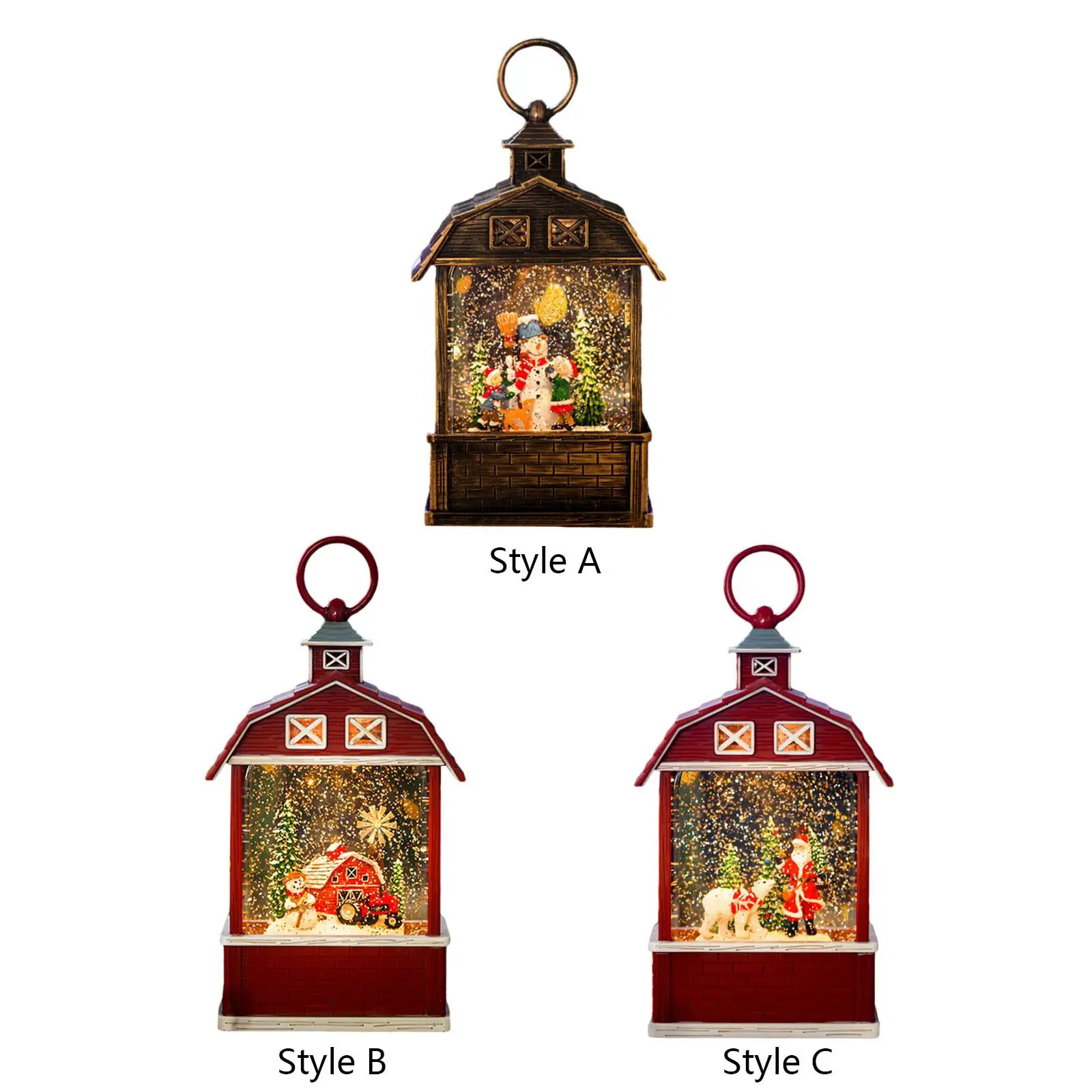 Snow Globe Lights Holiday Lantern with Tree Scene and Music Box for Thanksgiving Fall Harvest Home Decor