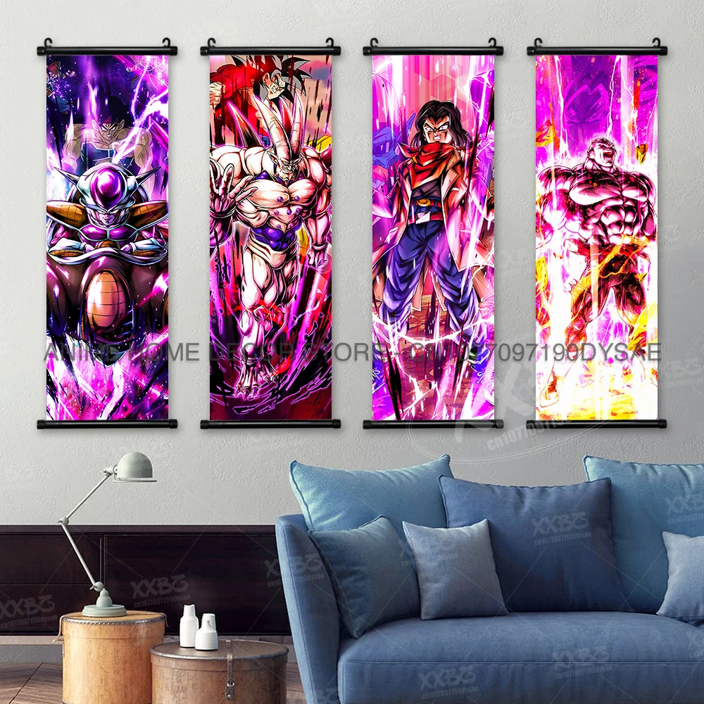 Dragon Ball Poster Vegeta Scrolls Bild Beerus Hängende Malerei Knoblauch Jr. Wandkunst Frieza Home Decor Son Goku Tapete – Detail 2