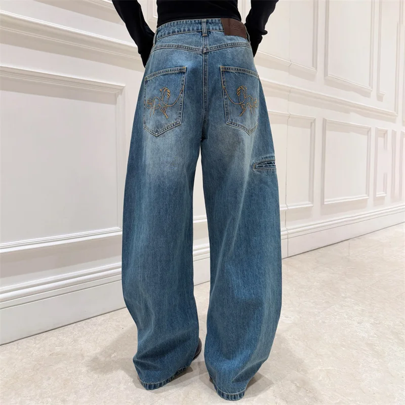 กางเกงยีนส์ผู้หญิง 2026 ฤดูใบไม้ผลิ รุ่นใหม่ เอวต่ำ ทรงเข้ารูป ขาตรง สไตล์เรโทร ผ้าฝ้ายแท้ ทรงขากว้าง กางเกงผู้หญิง กางเกงยีนส์