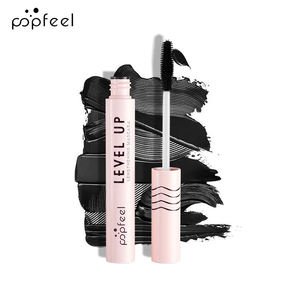 POPFEEL Mascara opaco in fibra di seta Trucco Allunga le ciglia Mascara arricciante nero ad asciugatura rapida impermeabile Trucco da donna