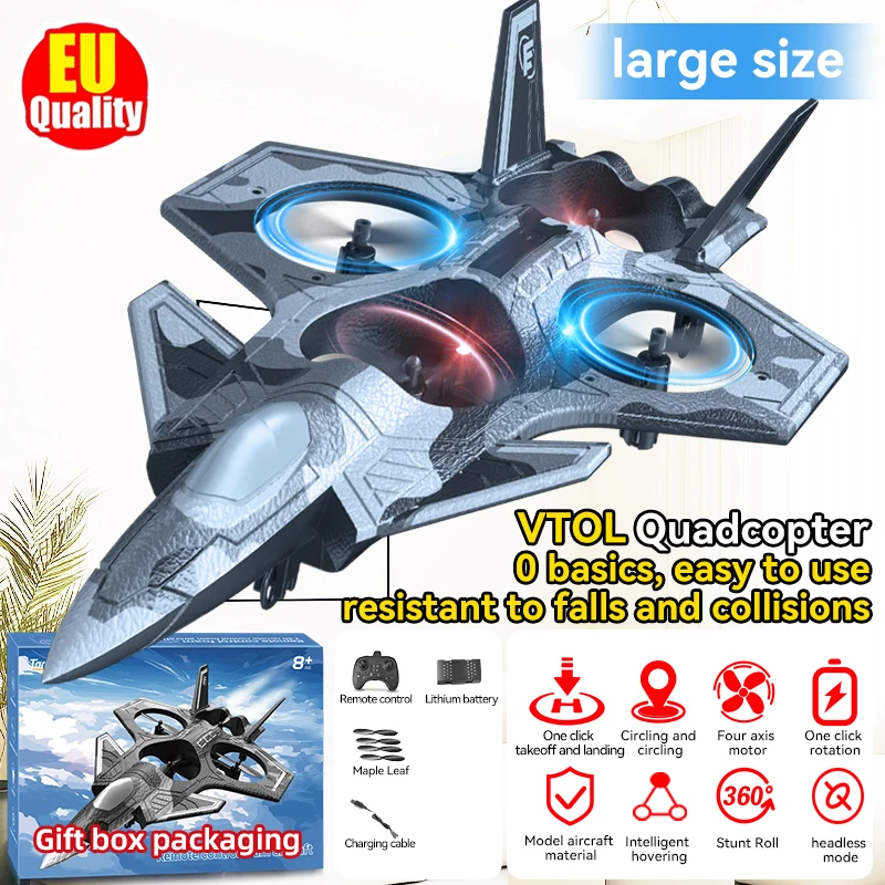 TongLi M5 Fighter Jet Stunt Plane Drone Remote Control Aircraft Crash Resistant Fuselage One Key Takeoff Landing 360 Stunt Flip Stable Flight Long Range Outdoor Hobby Flying Machine Gift for Flight Enthusiasts