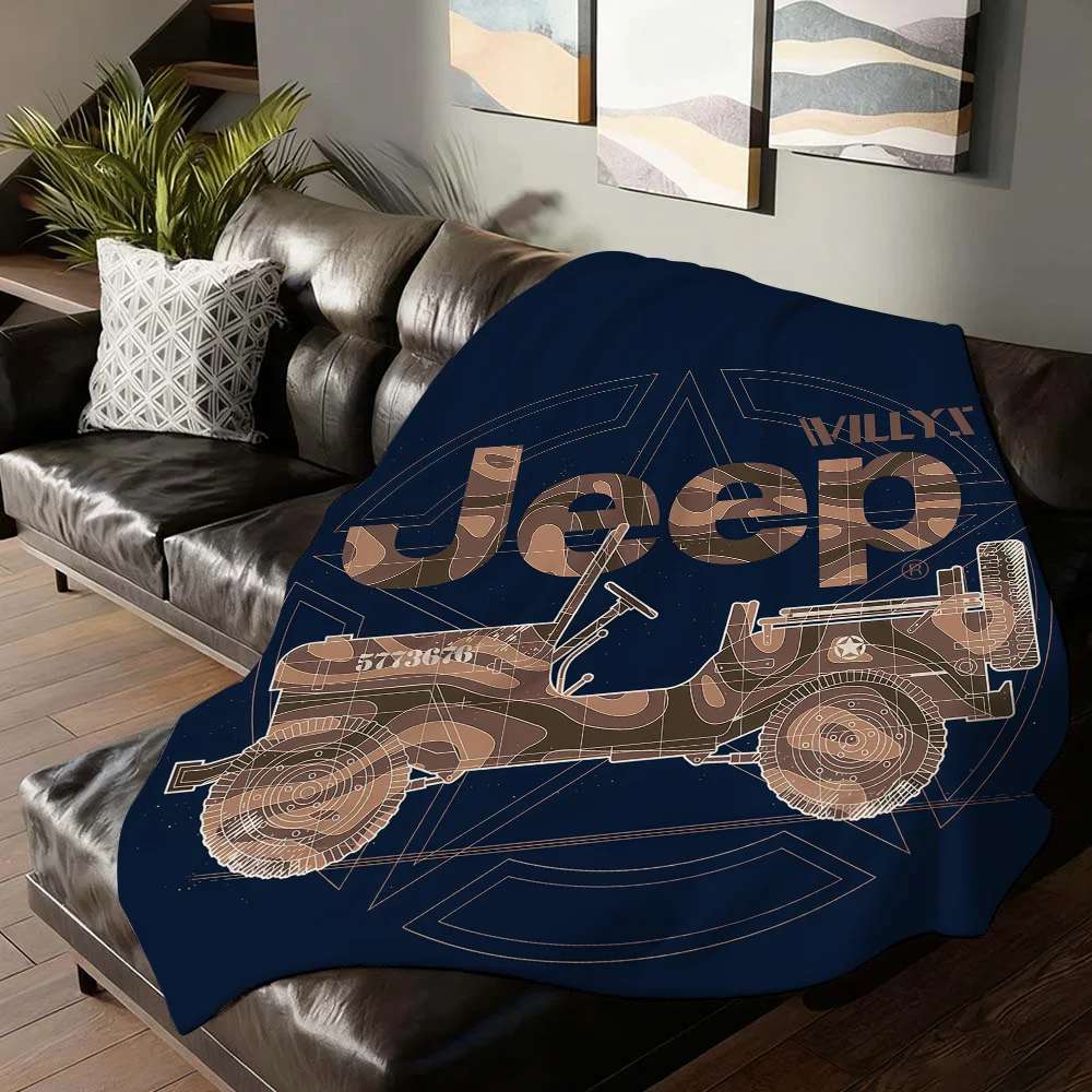 Fashion print  J-Jeep Blanket For Sofa Office Bed Plane Travel Sleep Read Relax Camping Soft And Warm