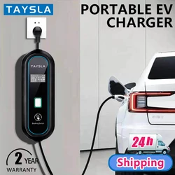 TAYSLA EV 충전기 타입 2 IEC62196-2 휴대용 EVSE 충전 케이블, 16A 3.5KW EV 충전 스테이션 월박스, 전기 자동차용 EU 플러그