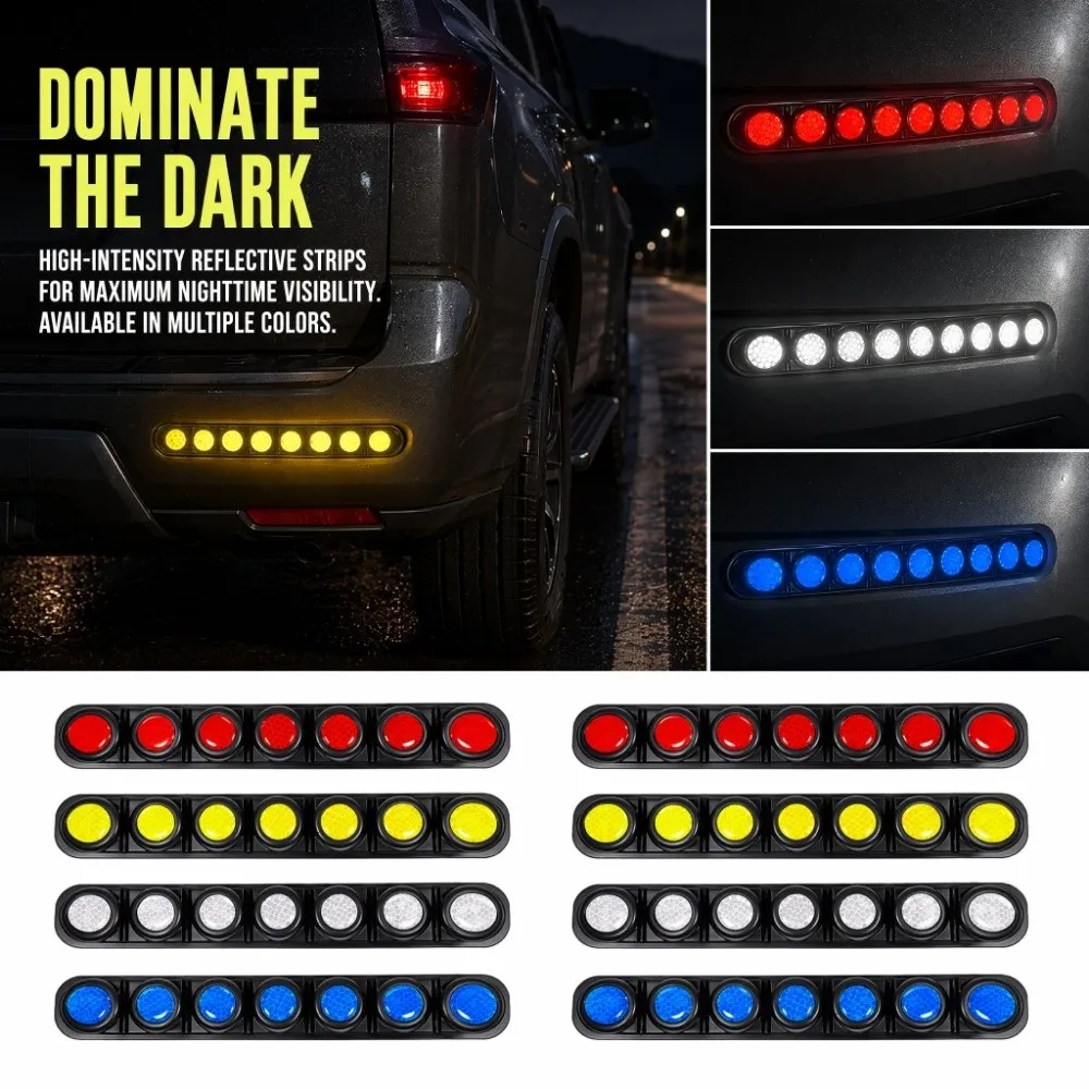 2pcs Safety Warning Car Bumper Guard Protective Anti-Scratch Self-Adhesive Bumper Reflector Strips Waterproof Trim Molding
