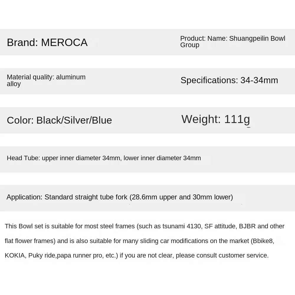 Auriculares duraderos MEROCA para bicicleta, copas de dirección de bicicleta de doble Peilin de 34mm, piezas de bicicleta de aleación de aluminio para horquilla de Ciclismo de montaña