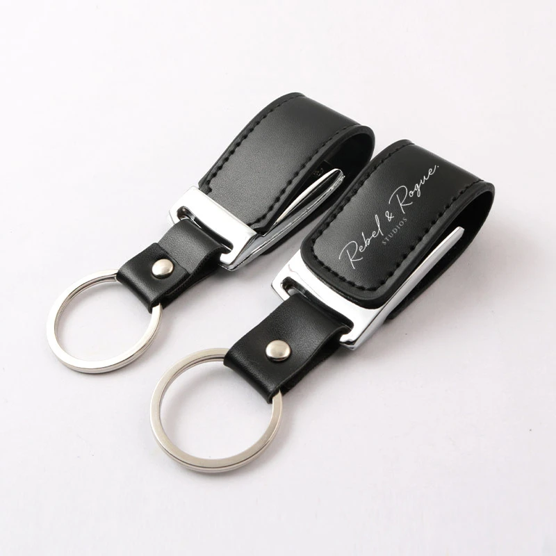 

2023 New Free Custom UV Color Printing LOGO Black Leather Metal USB2.0 Flash Drive 4GB 8GB 16GB 32GB 64GB 128GB Memory Stick