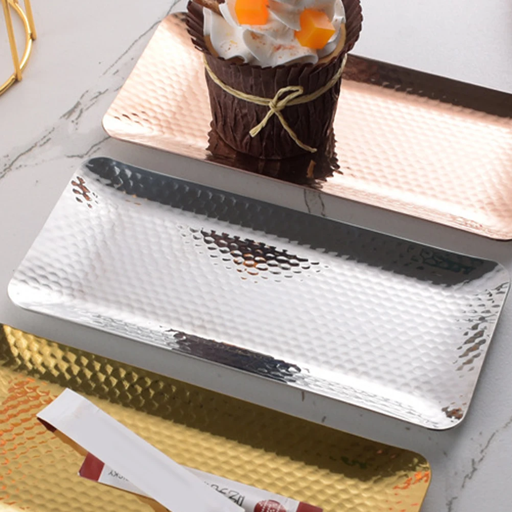 

Stainless Steel Tray Jewelry ganizer Nordic Style Towel Plate Rectangular Snack Stainless Steel Plate Tray Bath Shelf