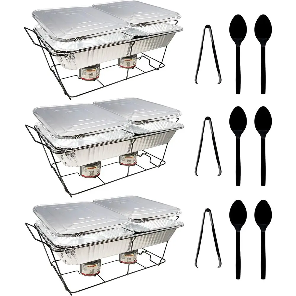 

Buffet Warming Set with 33 Pieces, Black Chafing Dishes, Multicolored Utensils for Party Catering