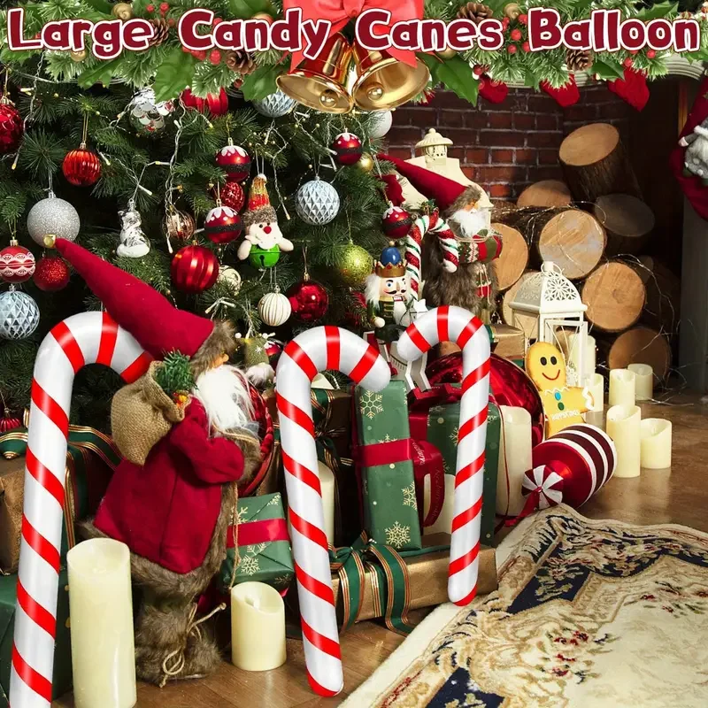 4-Pack 35inch Inflatable Candy Canes for Christmas Decorations, Candy Canes Suitable for Outdoor Holiday Decorations, Christmas Party Decoration Supplies