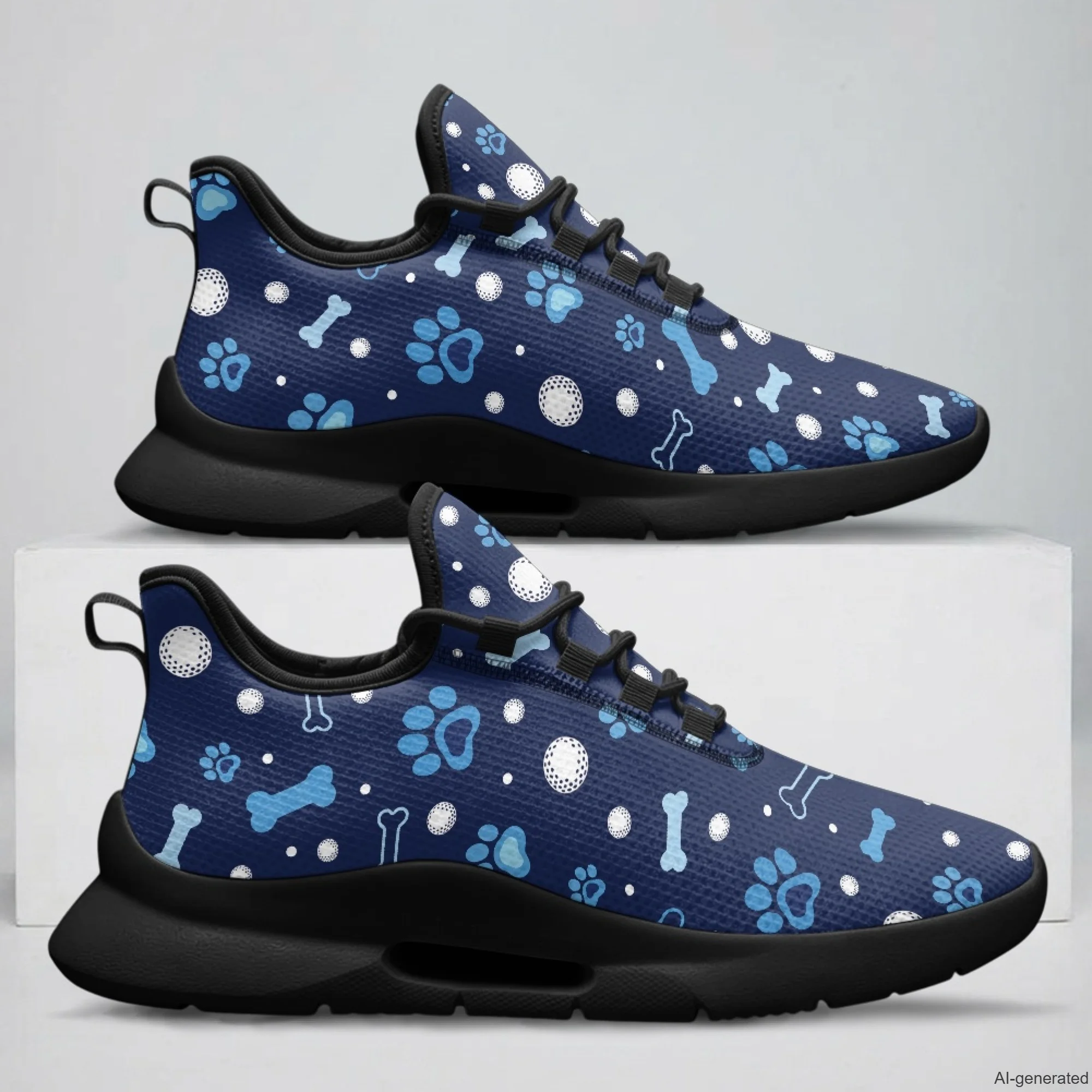 XIXIRIMIDO Lace-up Casual Shoes Men's Sneakers Breathable Mesh Walking Shoes Dog Paws Print Women's Fashion Shoes 35-48