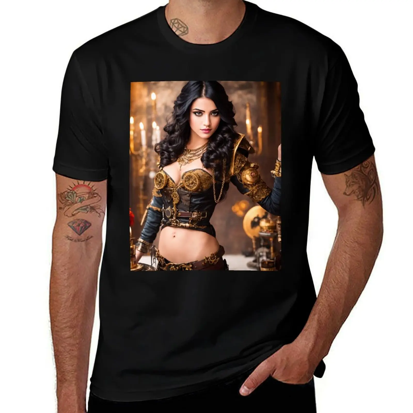 

A homage to steampunk: portraits of beautiful girls T-Shirt man t shirt cotton high quality t shirt for man T-shirt