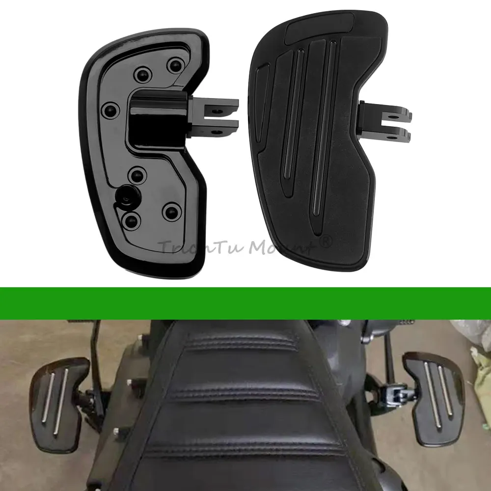 

2x Motorcycle Adjustable Non-slip Front Floorboards Black Aluminum Metal+Rubber Footrests For Harley Davidson Softail Sportster