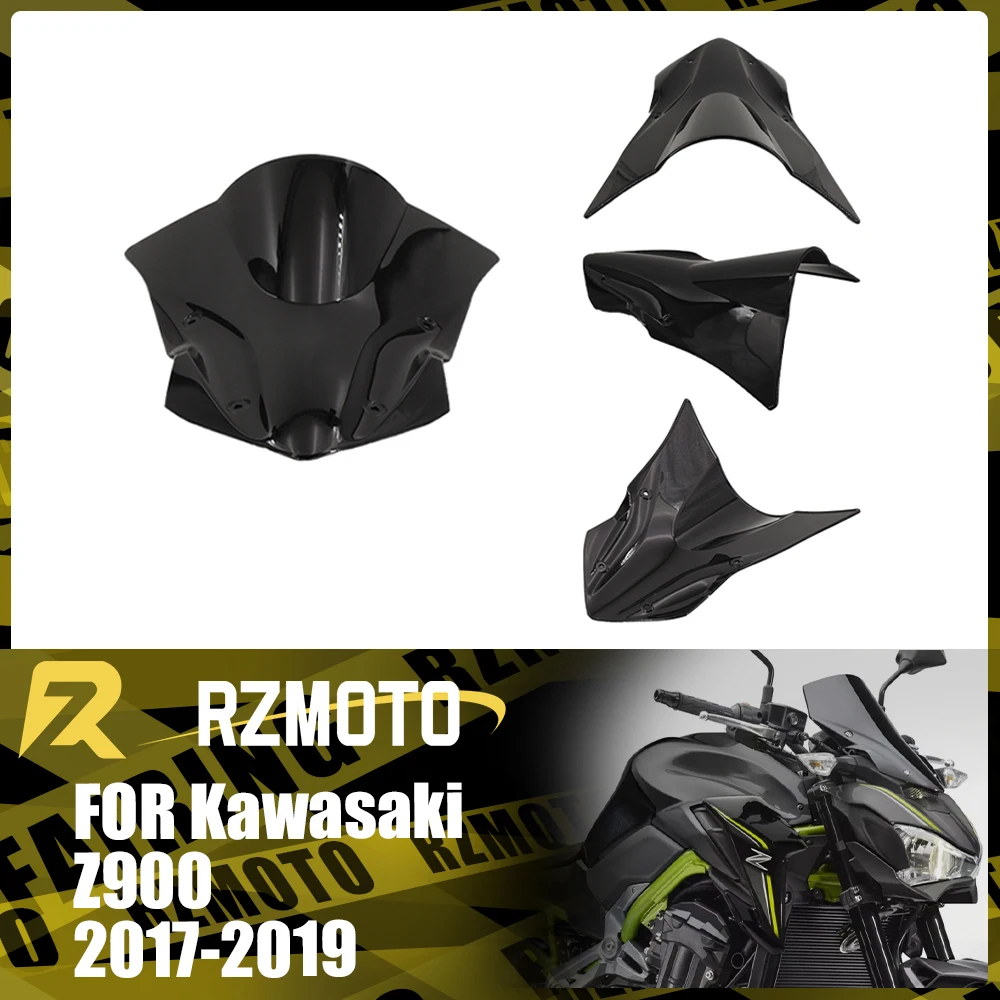 

Motorcycle Accessories Windshield For KAWASAKI Z900 2017-2019 2018 Front Double Bubble Wind Deflector Windscreen Black