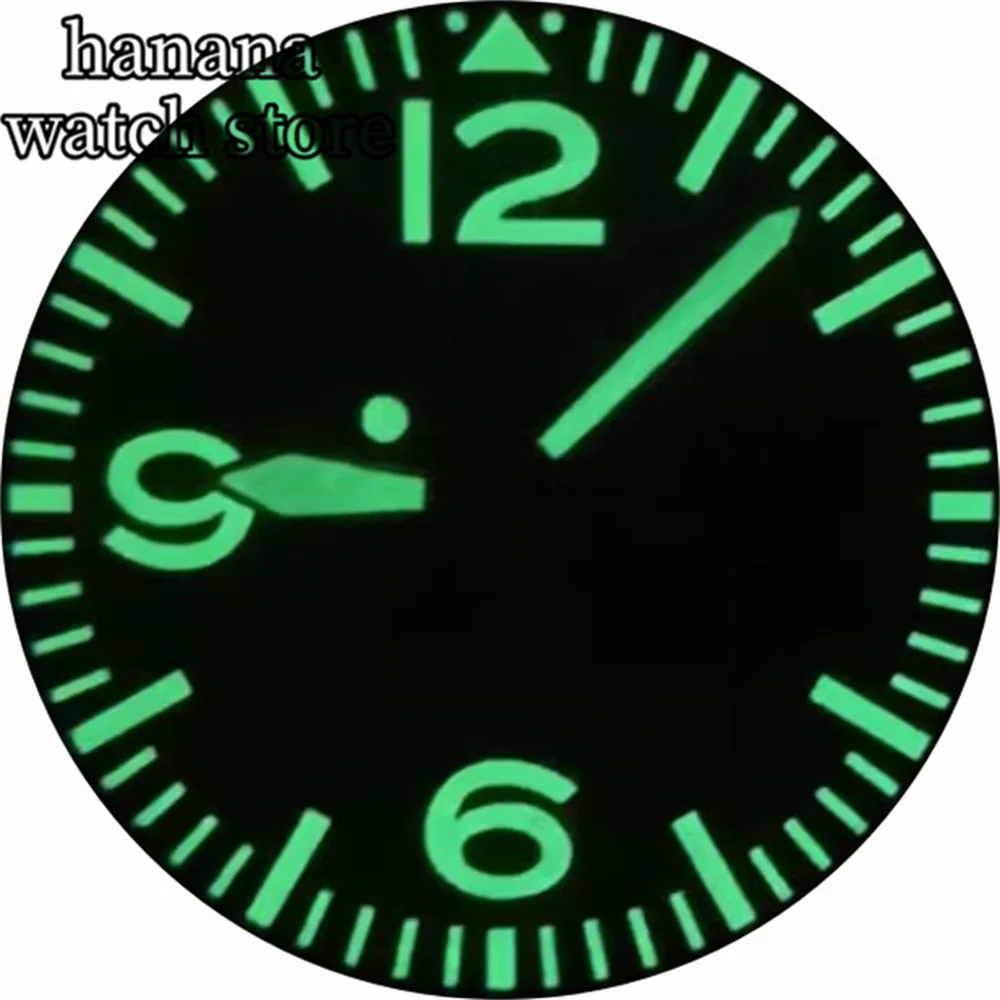 Mostrador branco preto de 29mm com ambas as mãos mostrador luminoso completo para movimento NH35 NH36 verde luminoso