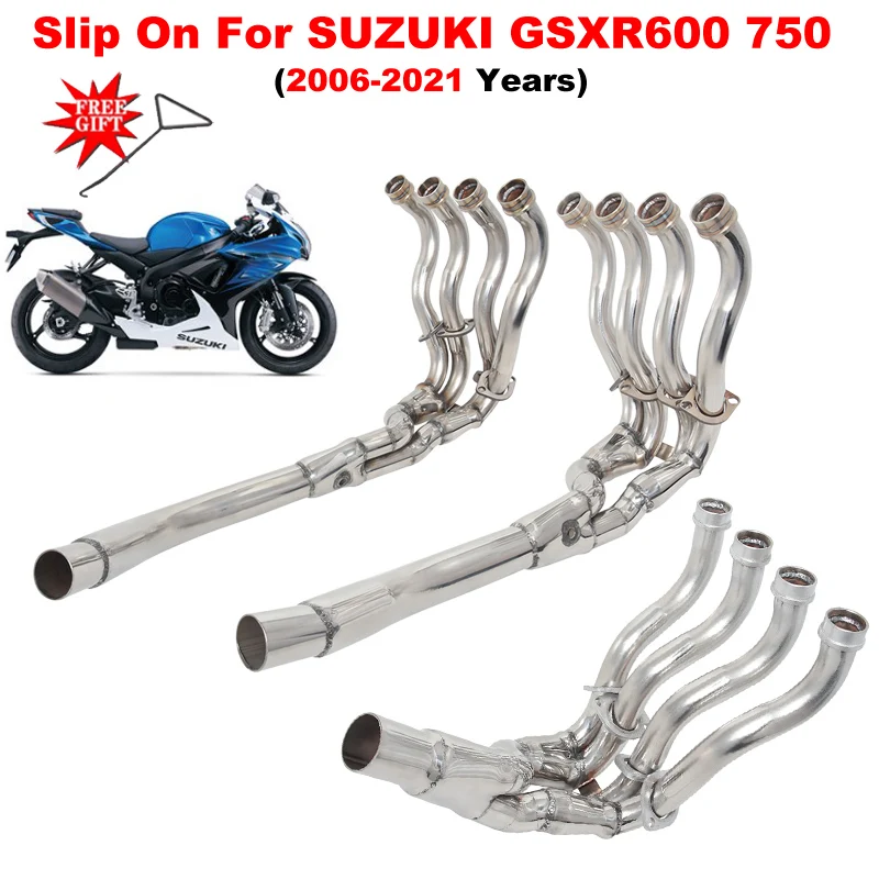 Motorcycle Exhaust System For SUZUKI GSXR 600 750 GSXR600 GSXR750 K8 K9 2006 - 2021 Slip-On Moto Muffler Escape Front Link Pipe